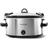 Crock-Pot Cook N Carry Oval Manual Portable Slow Cooker, Silver, 6-Quart | Travel-Proof Locking Lid, Serves 7+, High/Low/Warm Settings, Removable Dishwasher-Safe Stoneware, for Potlucks &amp; Tailgating