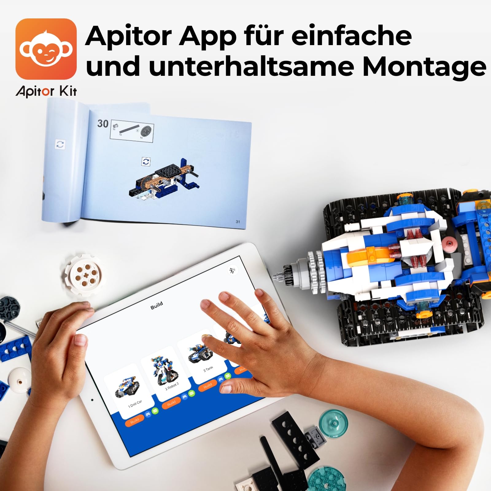 Apitor Robot J – Programmierbarer Roboter Bausatz für Kinder, 6-in-1 STEM Lernspielzeug mit App-Steuerung, Jungen & Mädchen ab 7 Jahren (480 Teile) 5