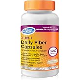 RIGHT REMEDIES 3-in-1 Daily Fiber Capsules, 500 mg, 320 Capsules | Psyllium Husk, Dietary Plant Based Supplement