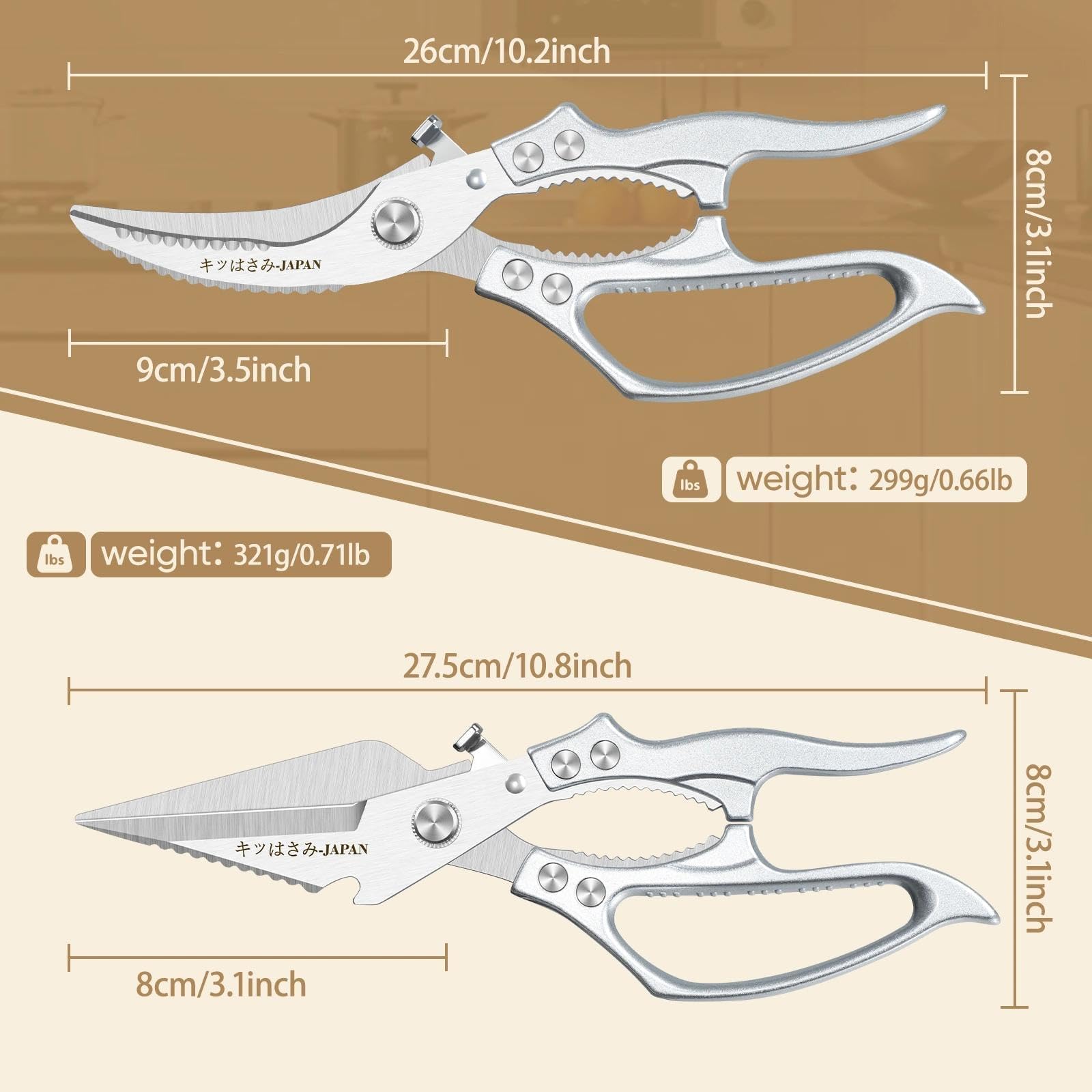 Freelander Geflügelschere Set, Heavy Duty Küchenschere aus SK5 Stahl Silber 4