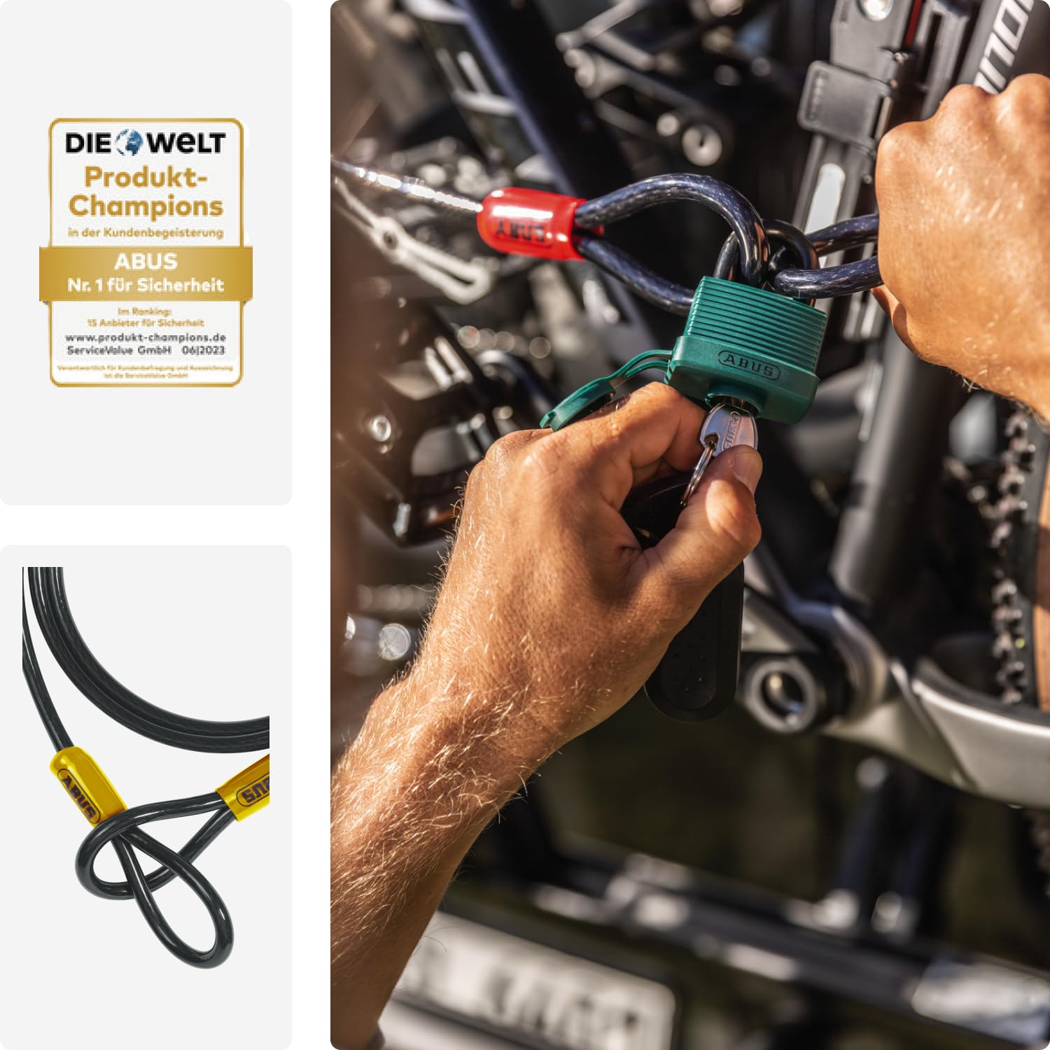 ABUS Schlaufenkabel Cobra 10 - Stahlseil mit Kunststoff ummantelt - Sicherung für Fahrrad- und Motorrad-Zubehör - 2 Meter lang, 10 mm stark 6