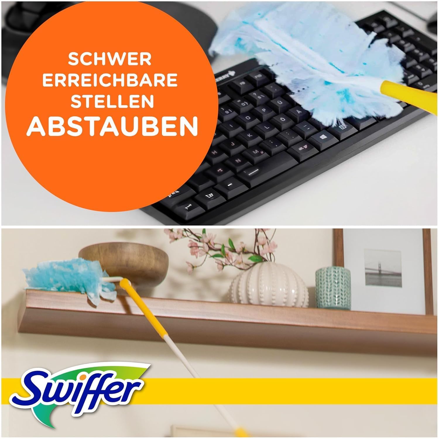 Swiffer Staubmagnet Nachfüllpackung, 25 Tücher (5×5) mit Febreze-Duft, Fängt Und Schließt 3-mal Mehr Staub Und Haare Ein Als Herkömmliche Staubwedel 5