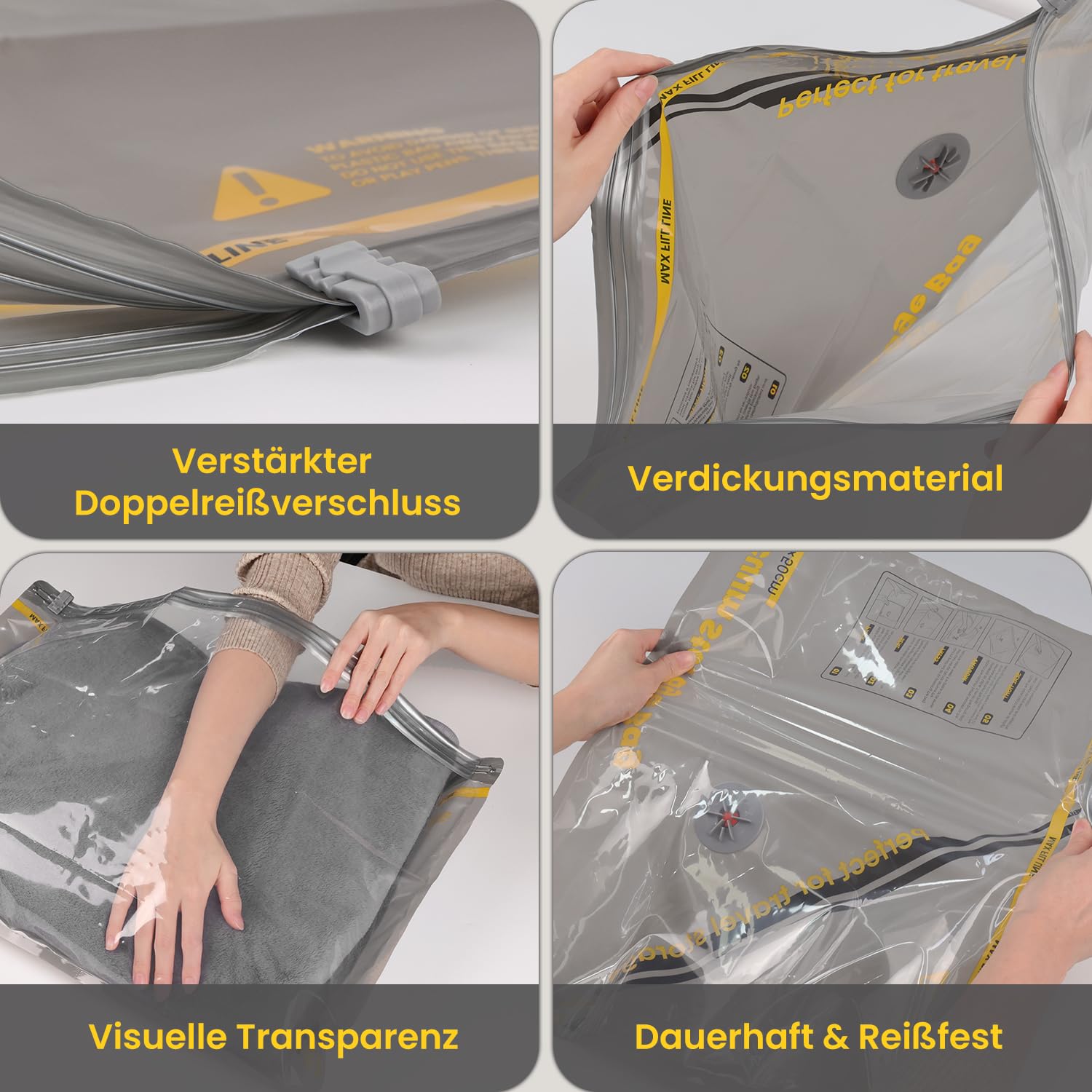 Vakuumbeutel für Kleidung mit Kabellose Vakuumpumpe – 15er Set Vakuumbeutel Reise (40×40/40×50/40×60 cm), ideal für Reise & Aufbewahrung – Vacuum Bags for Clothing Travel & Storage 6