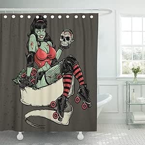 Amazon Com Emvency Fabric Shower Curtain With Hooks Zombie Roller