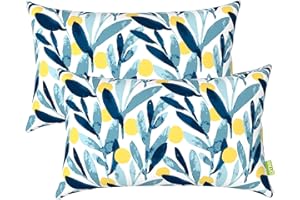 LVTXIII Outdoor/Indoor Lumbar Pillow Cases ONLY, 12” x 20” Patio Garden Decorative Lumbar Pillow Covers All Weather Lumbar Cushion Covers for Home Garden Sofa Use, Leaves Multi