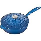 Le Creuset Olive Branch Collection Enameled Cast Iron Saucier, 2.25 qt., Marseille with Embossed Lid