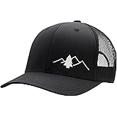 LINDO Trucker Hat [ Great Outdoors Design ] for Men and Women: Mid Profile Cap with Breathable Mesh Back and Adjustable Snap