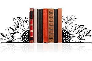 Sunflower Decorative Bookends - Unique and Novelty Flower Bookends for Shelves, Cute and Durable Book Holders