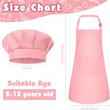 Bouiexye Kids Apron and Chef Hat Set Pink Adjustable with Pockets view 2