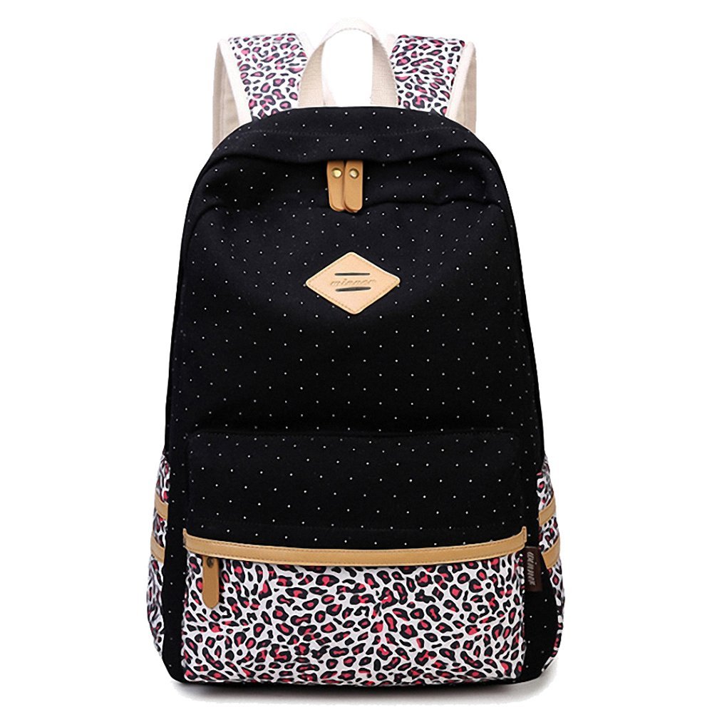 Artone Puntos De Leopardo Lona Mochila Con Compartimento Para el Portátil Montar