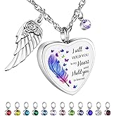 Dletay Heart Urn Necklace for Ashes Birthstones Cremation Jewelry for Ashes Stainless Steel Ash Necklace Memorial Ash Holder