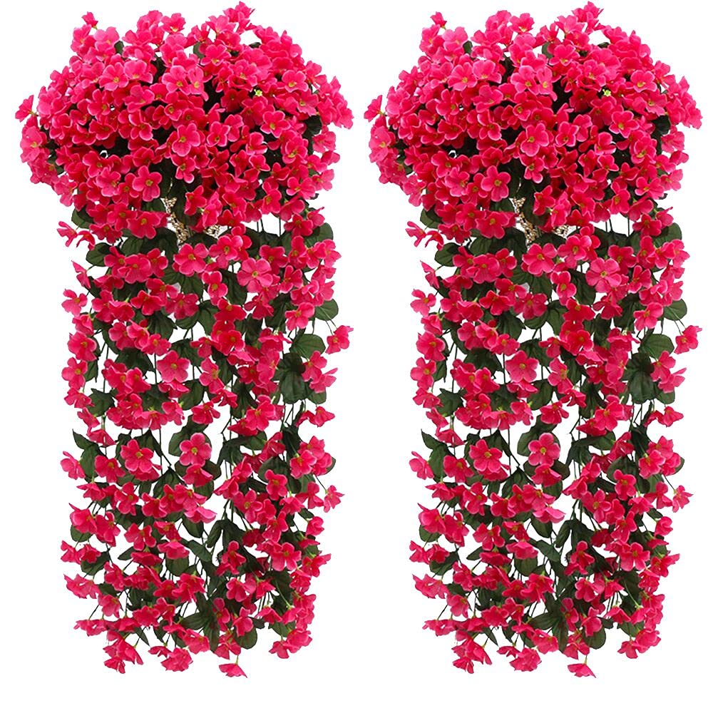 Fycooler Artificial Wisteria Flower Garland Hanging Flowers,Faux Wisteria Hanging Flowers UV-Resistant Fake Hanging Basket Plant Silk Trailing Flower for Garden Wall Yard Patio Outdoor Decoration
