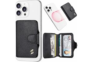 Samgg for Magsafe Wallet Magnetic Phone Wallet Card Holder for iPhone 16 15 14 13 12 Pro Max Plus, 5 Slots RFID Blocking, Strong Magnet, Luxury Leather Mag Safe Wallet for Apple for Women Men, Black