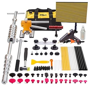 Mookis 77-teilig Auto Dellen Reparatur, Slider Hammer Lifter mit Puller Reparaturset, Gun selbstklebend Sticks, Lockvogel Tab