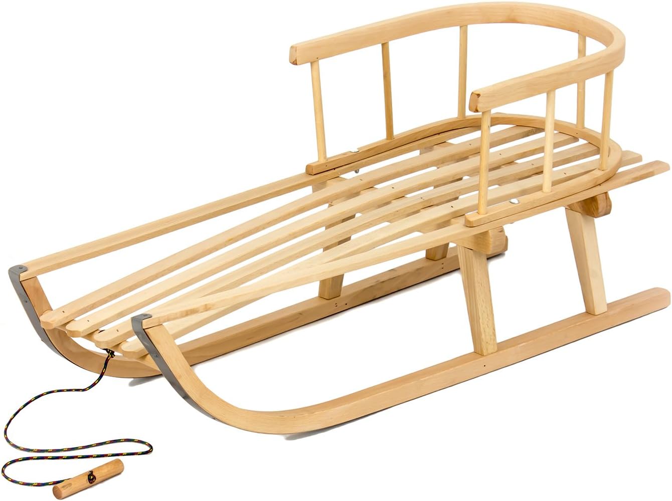Norimpex Wooden Sledge with Back Rest up to 70kg