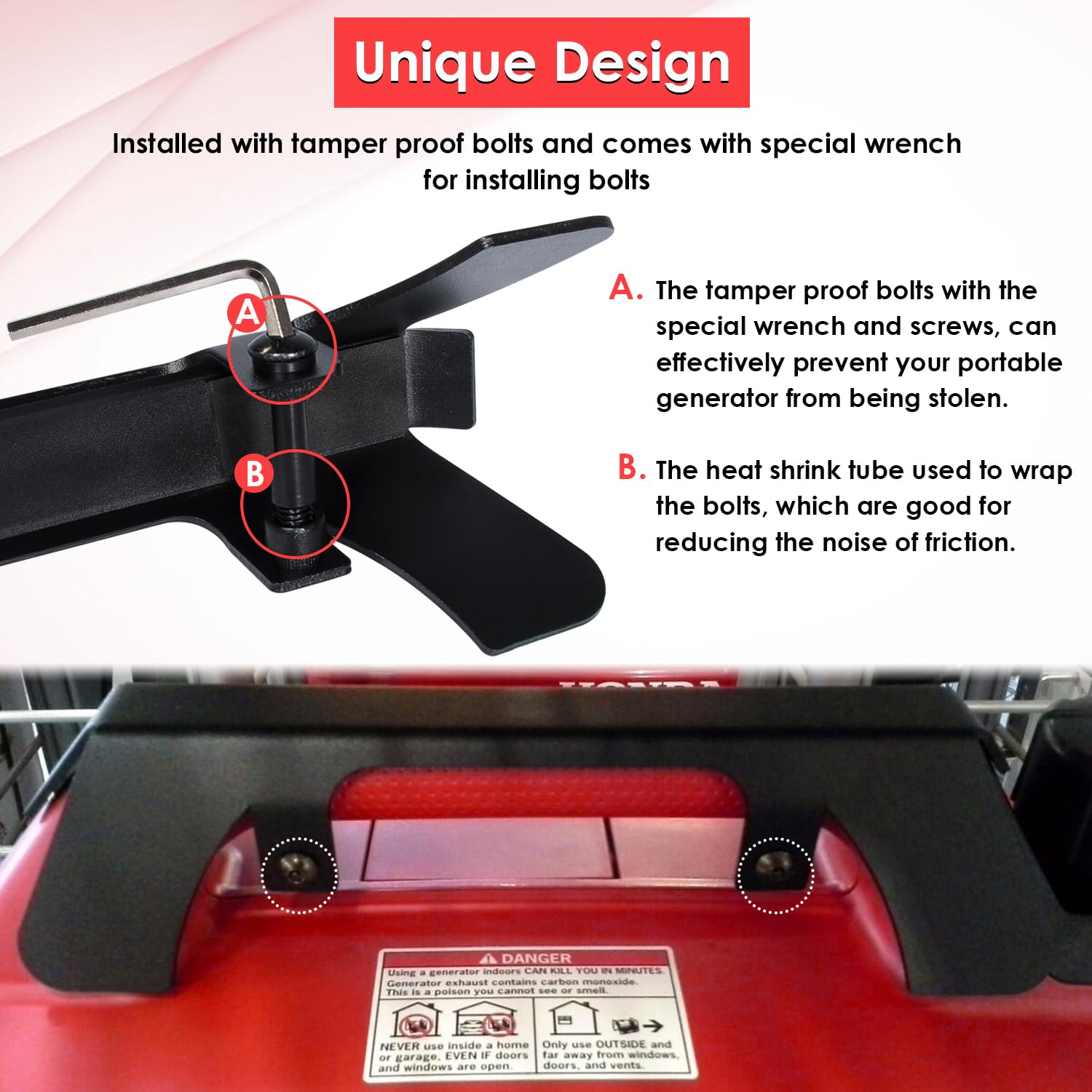 Yoursme Generator Theft Deterrent Security Bracket for Honda EU2200i, EU2000i, EU2000i Companion, EU2000i Camo Heavy-Duty Protection Bracket with Tamper-Proof Bolts, Replace for 63230-Z07-010AH