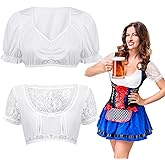 Funnysoft 2 Pcs Women Oktoberfest Dirndl Blouse German Dirndl Blouse Beer Crop Top for Bavarian Traditional Costume