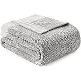 Snuggle Sac Buttery Grey Throw Blanket for Couch, Reversible Super Soft Warm Blankets Cozy Knit Fuzzy Plush Lightweight Throws for Sofa, Bed, Heather Grey, 50"x 60"