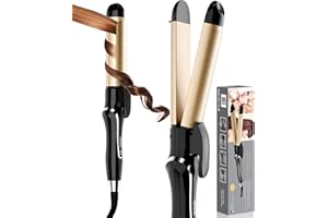 PODIALITY Curling Iron, 2 in 1 Hair Straightener and Curler, 1.25 Inch Ceramic Curling Wand with Adjustable Temperature, Dual Voltage for All Hair Types, Anti-Tangle for Long-Lasting Curls or Straight