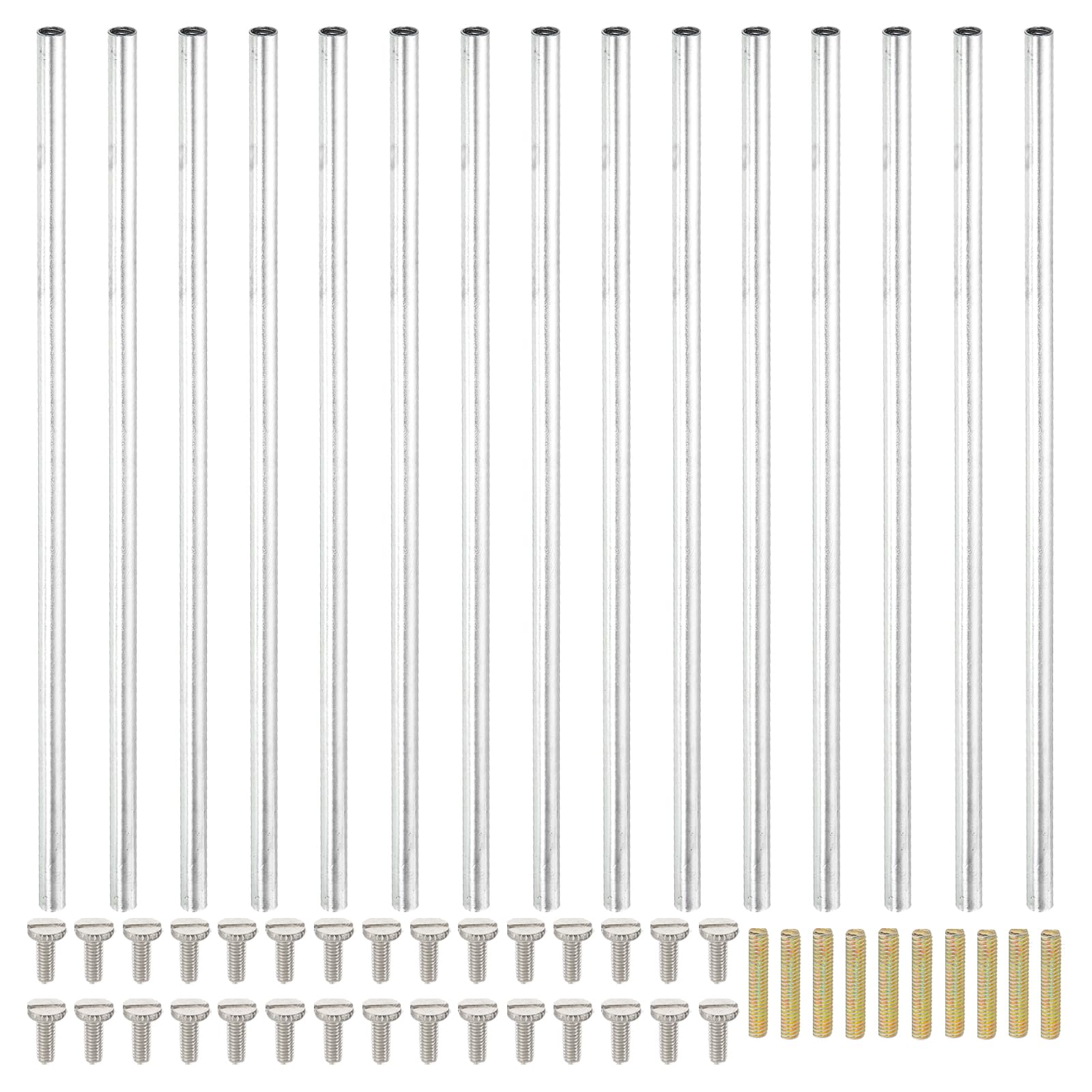 PATIKIL 160mm (6.3") Round Coupling Nuts Kit, M4 Threaded Connector Bar Hardware with Fully Thread Rod Slotted Screw for Lamp Model Furniture DIY Repair Part