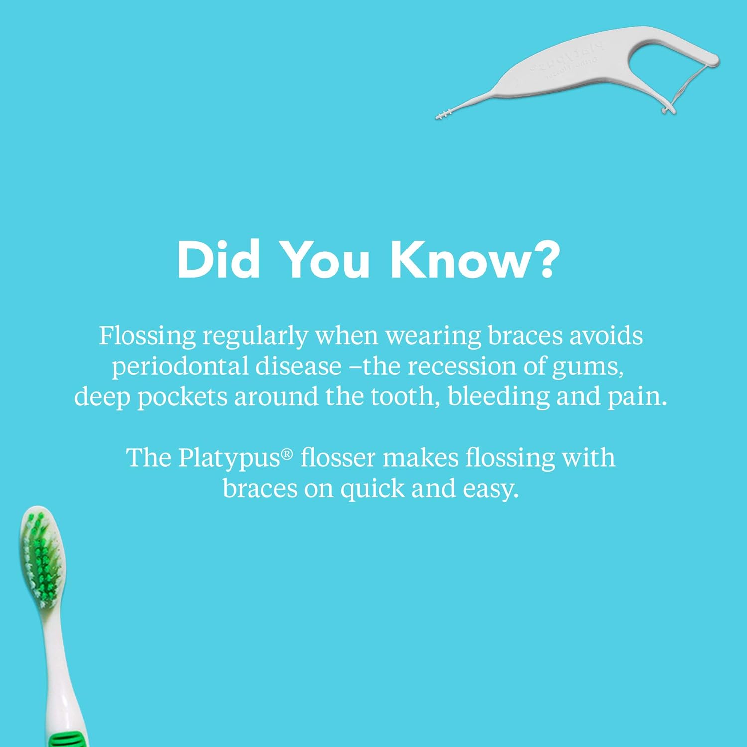 Platypus Orthodontic Flossers- Dental Floss Picks for Braces, Fits Under Arch Wire, Will Not Damage Braces, Increase Flossing Compliance, Floss Teeth in Less Than Two Minutes - 30 Count Bag (Pack of 1) : Personal Orthodontic Supplies : Beauty