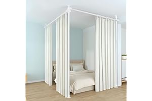 Room Divider Curtain Rod, No Drilling Curtain Rod for Room Separation, Portable Hanging Divider Space, Adjustable Heavy Duty 
