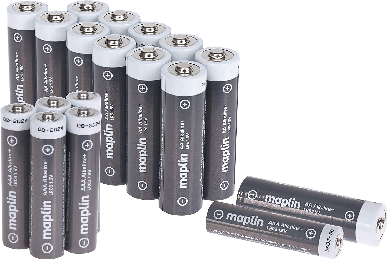 Maplin 12x AA LR6 / 6x AAA LR03 1.5V Alkaline Batteries (Triple A) 7 Year Shelf Life High Performance - Image 3