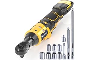 MOUNT JASPER 3/8" Brushless Ratchet Wrench Compatible with DeWalt 20V Max | 75 ft-lb Torque, 300 RPM | Variable Speed, Fwd/Rev, LED Light | Includes 1/4" Adapter & 3"/6"/10" Extensions | Tool Only