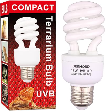 DERNORD UVB Light Bulb 10.0 13W Reptile Kit UVA UVB Heat Lamp E27 220-240V