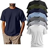 Neer 7 Pack Men's Big and Tall Shirts Summer Cotton Short Sleeve Tee Crew Neck Casual Top Basic Oversize T Shirts