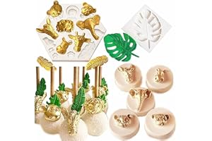 JeVenis 2 PCS Jungle Safari Animal Cake Mold Jungle Safari Animal Cupcake Decoration Jungle Safari Animal Cake Decoration Palm Leaves