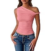 BTFBM Off The Shoulder Tops for Women 2026 Cute Summer Casual Sleeveless Slim Fit y2k Spring Outfits Going Out Tank Top