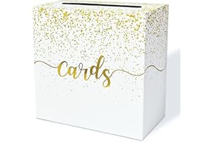 FALIZIFU Gold Card Box for Party Gift Card Box Holder Envelope Box for Wedding Birthday Baby Shower Retirement Gold Foil Card Box