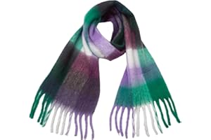 Yatemiole Women's Cashmere Big Coloured Checked Scarf Winter Warm Wrap Scarf