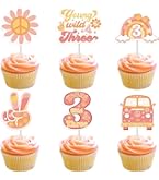 Lot De 30 Déco De Table Groovy Rétro Hippie Bohème – Cupcake, Papillon, Pâquerettes, Arc-en-ciel – Anniv Années 60