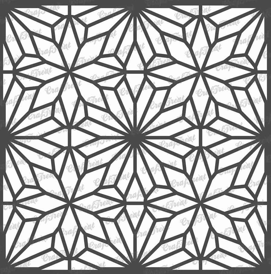 CrafTreat Reusable Floral Stencils and Templates for Painting - Geometric Flowers - Size:12x12 Inch - Flower Stencils for Painting on Wood - Flower Template for Concrete - Geometric Wall Stencil