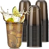 Xuelimei 50pcs 500ml/16oz Disposable Stemless Glasses,PET Disposable Drinking Cups,Cold Party Clear Plastic Wine Glasses for Parties Birthday,Wedding,Meeting,Christmas Party Supplies. (Black)