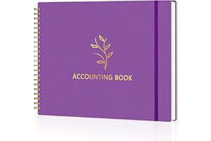 AKONEGE Accounting Ledger Book for Small Business & Personal Use, Horizontal Expense Tracker Notebook Ledger Book for Bookkeeping, Financial Income and Expense Log Book 10.2" x 8", Dark Purple
