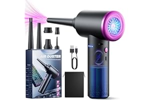 POCHUMIDUU Higynator Compressed air Duster - 3 Gear Adjustable 100000RPM Electric with LED Light, Cordless Blower for Computer Keyboard Car Cleaning Kit 9000mAh Rechargeable Dust Remover, Black (AD36)