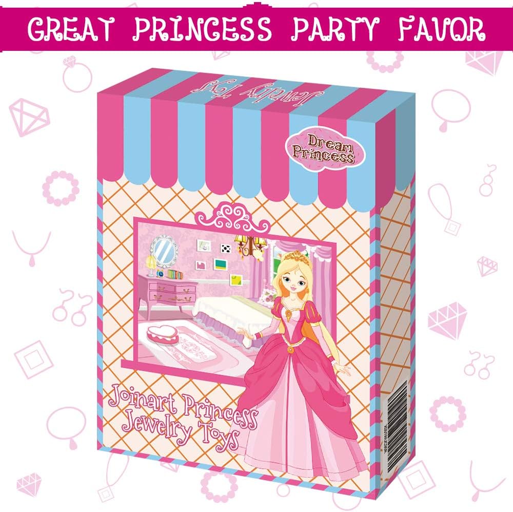 Joinart 60 Pcs Princess Jewelry Toys, Girl Toys Princess Pretend Play Set Girl Jewelry Toys Crown Wand Necklace Bracelet Ring Earring Princess Dress up Birthday Party Favors for Kids Party Supplies: Toys & Games