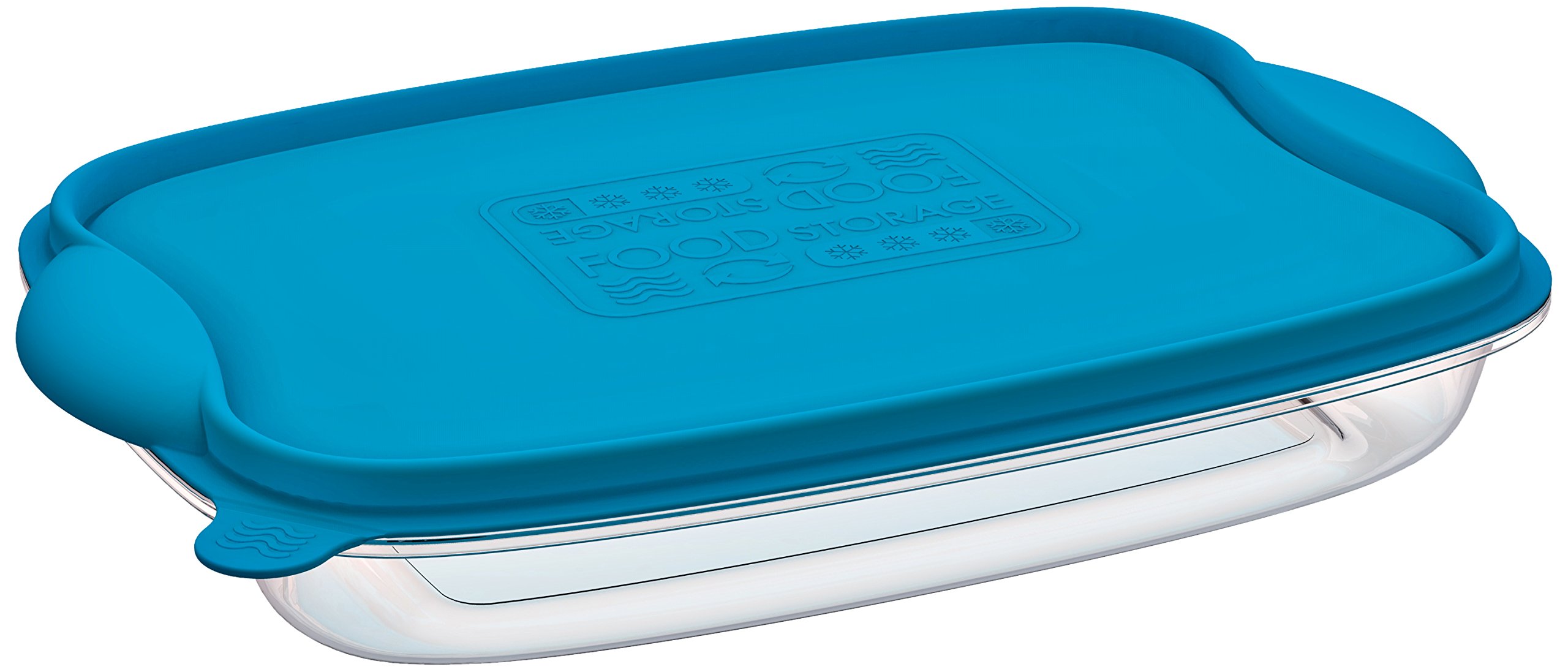 Mongarid Rectangular Shape Food Containers, 1.6 Liters, Transparent/Blue, 0.5 L