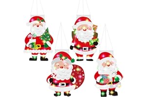Amyhill 4Pcs Christmas Windsocks with Led Lights Outdoor Decoration Winter 3D Santa Claus 40 Inch Windsock Flags Holiday Garden Hanging Wind Socks Decor for Yard Outside Party Favor Supplies