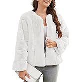 Womens Faux Fur Coat Long Sleeve Open Front 2025 Warm Winter Cropped Jacket