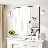 DESBING 36" x 36"Bathroom Mirror, Matte Black Wall Mirror with Metal Frame, Decorative Rectangular Vanity Mirror for Bedroom Bathroom Living Room Entryway (Horizontal/Vertical)