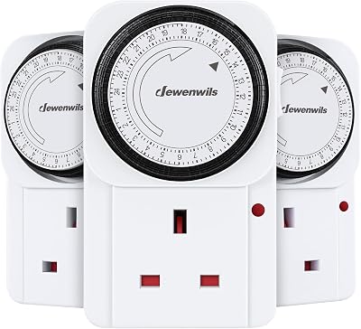 DEWENWILS Timer Plug Socket UK 24 Hour 3 Pack Energy Saving Plug Timer
