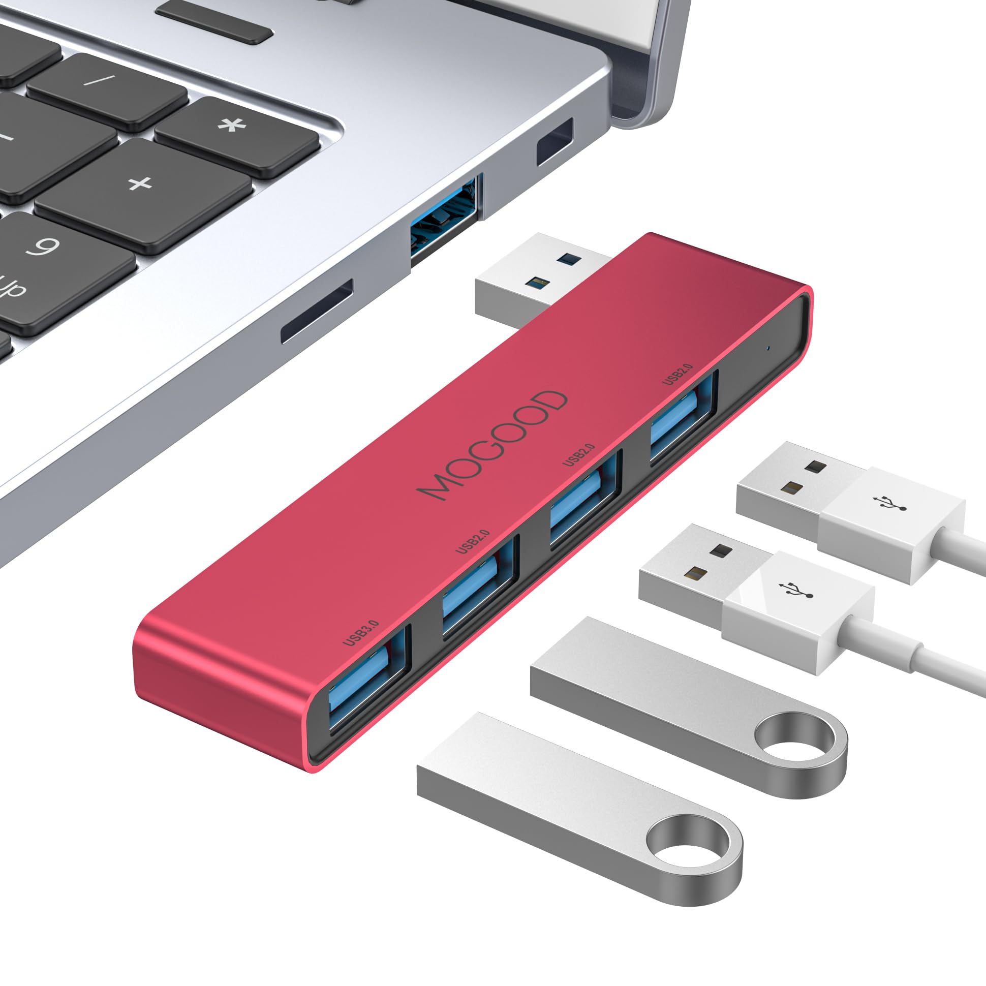 MOGOOD USB 3.0 Splitter Ultra-Slim Data Hub - Multi Port Expander for Laptop, Windows PC, Mac, Printer, Flash Drive, Mobile HDD