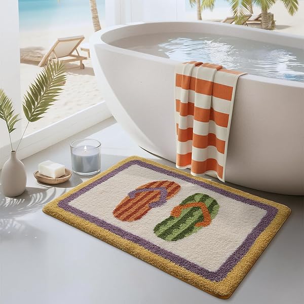 LUMI BATH MATS FOR BATHROOM, NON SLIP ABSORBENT SOFT BATH MAT, WASHABLE LOW PROFILE BATHROOM RUG FOR SHOWER, TUB, 24″X36″