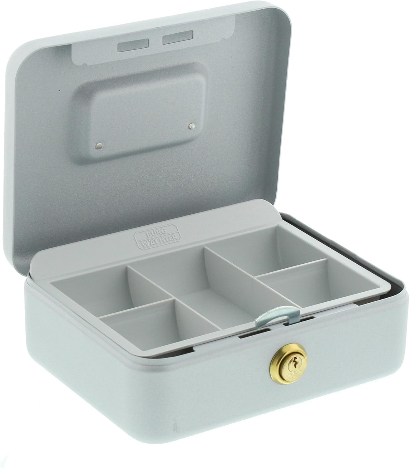 BURG-WÄCHTER Safety Deposit Box, Flat Design, Piston Cylinder Lock Brass, Universa-CKS 207, Silver, BxTxH: 205x160x75 - Image 4