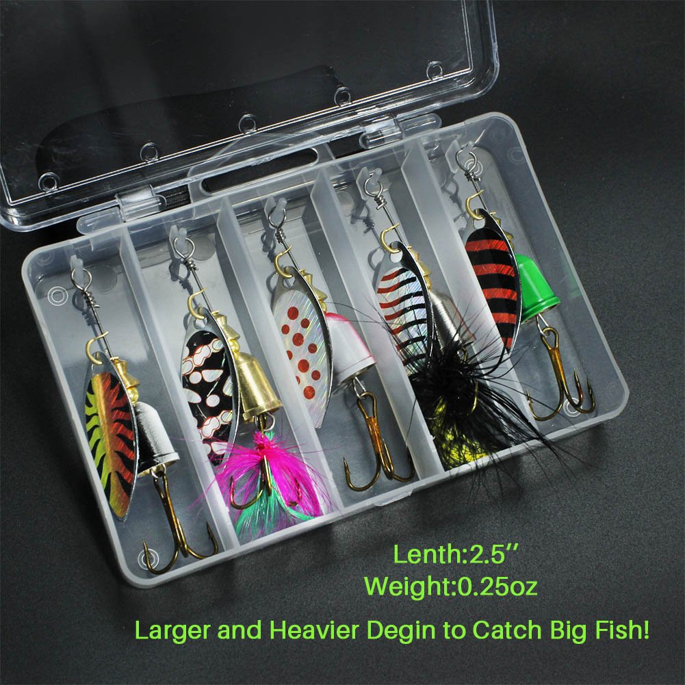 10pcs Fishing Lure Spinnerbait,Bass Trout Salmon Hard Metal Spinner