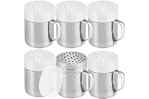 CUSINIUM 10oz Metal Parmesan Cheese Shakers with Large Holes - with Handle - Chili Flakes Dispensers - Pizza Shakers - Pack o